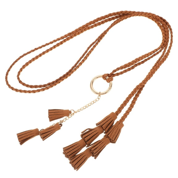 HONITANO 1Pcs Braided Waist Tie Belt In Brown Color Pu Leather For Girls Fashion Enhancement