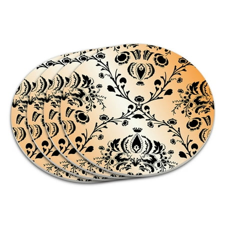 

Damask Elegant Black Orange Gradient Coaster Set