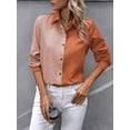 thumbnail image 4 of Camisas con Botones para Mujer, Blusas de Larga, Blusas Casuales Lisas para Oficina y Trabajo Naranja S, 4 of 7