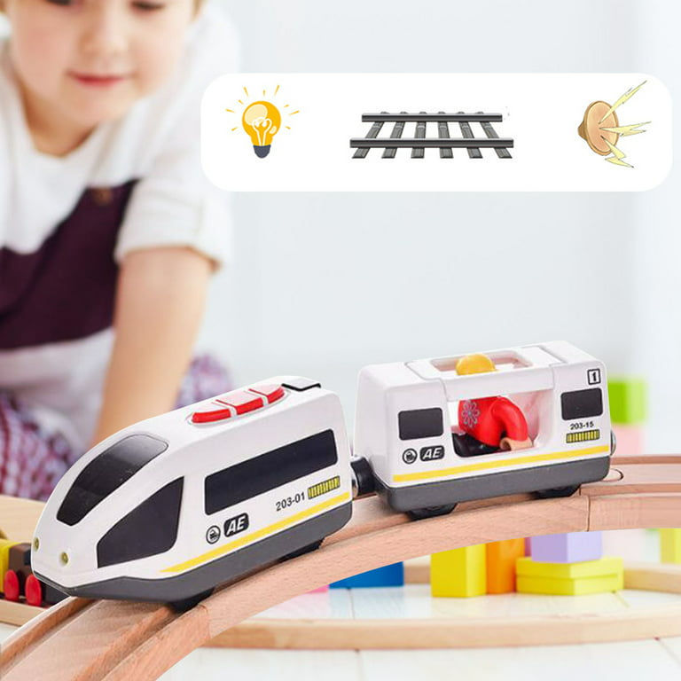 Battery Operated Train for Wooden Train Track, EVERDIJ Electric Locomotive  Train Set with Driver, Compatible with Thomas, Brio, Chuggington, Bullet  Train Toys for Toddlers (Magnetic Connection) 