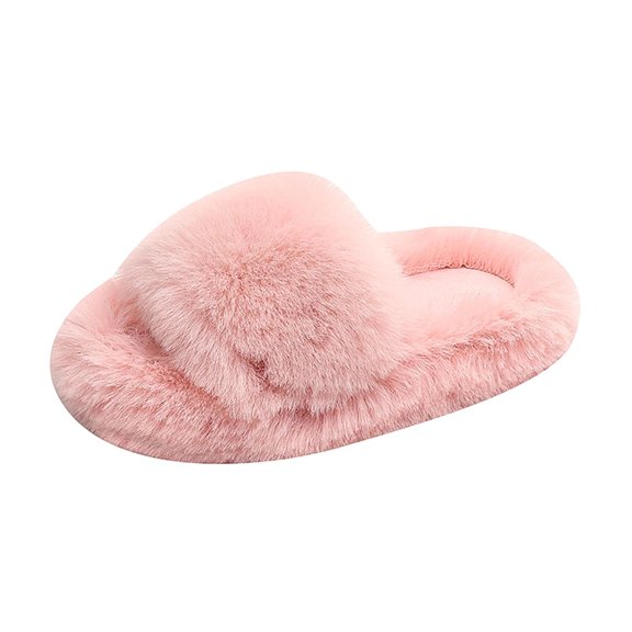 ZHOGXU Kids Girls Fuzzy Slippers Open Toe Soft Sole Warm Indoor House Shoes Cozy Lightweight Footwear,Pink,5.5-6 Years