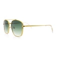 thumbnail image 6 of Mens Classic Double Bridge Rectangular Metal Rim Mobster Sunglasses Gold - Green, 6 of 7