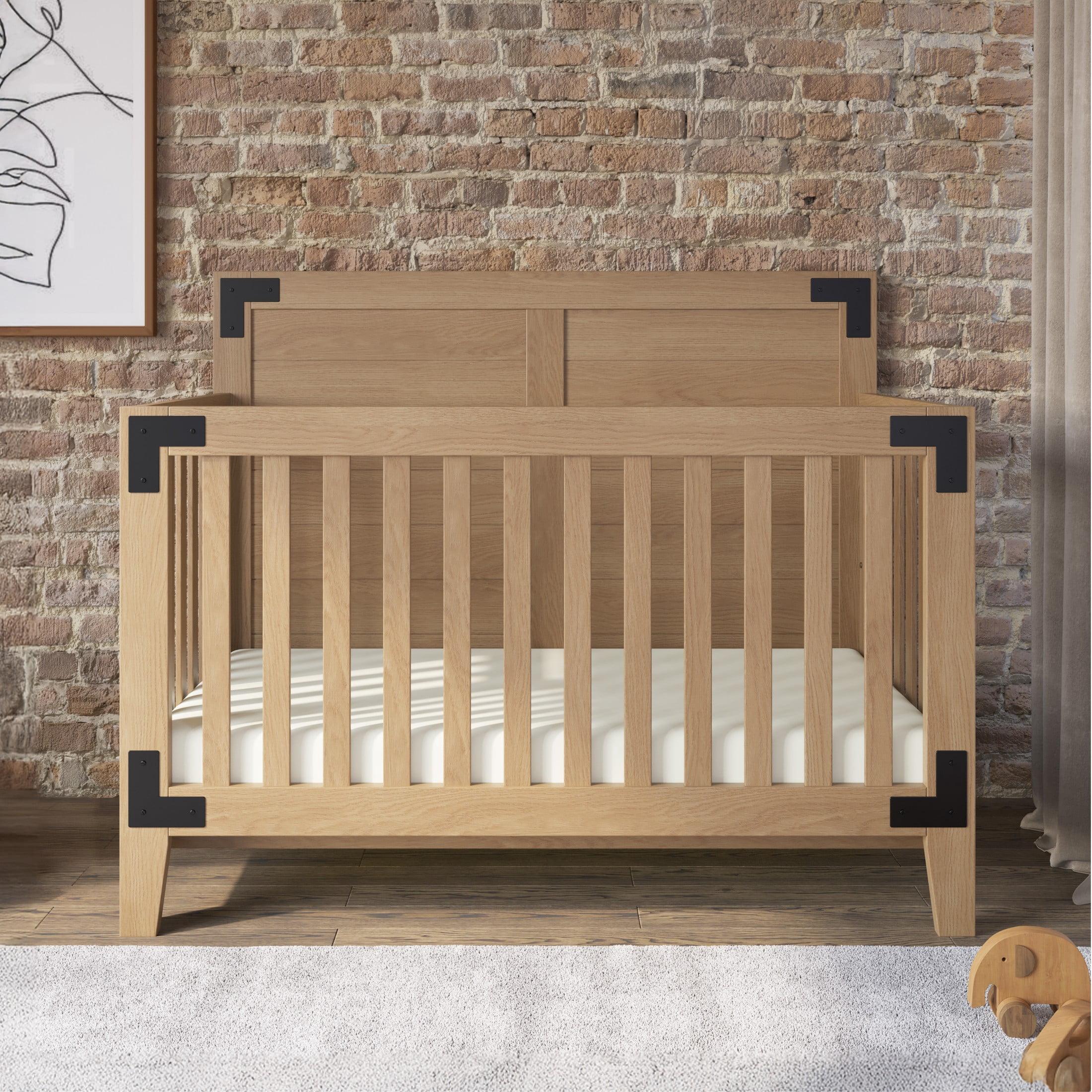 Child Craft Lucas Crib and Dresser Nursery Set, 4-in-1 Convertible Crib with 3-Drawer Dresser, Nutmeg, 2-Piece
