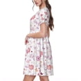 thumbnail image 2 of Naloa Retro Floral Print Womens Summer A-Line Dress with Pockets,Short Sleeve Dresses,Flowy Beach Swing Dress for Vacation Travel, 2 of 6