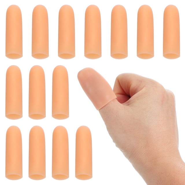 Uxcell 2" Mangas de Gel de Silicona para Dedos 14 Pcs Soporte Protector de Dedos Beige