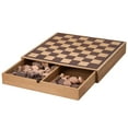 thumbnail image 2 of American Art Decor Wood Chess & Checkers Board Game Set with Drawer Tabletop Decor - 16" x 16" x 2.5", 2 of 10