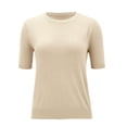 thumbnail image 5 of Tianiyouqing Lightweights Sweaters for Women 2024 Casual Crew Neck Loose Fit Short Sleeve Sweater Lightweights Blend Trendy 2024 Beige XXL, 5 of 7