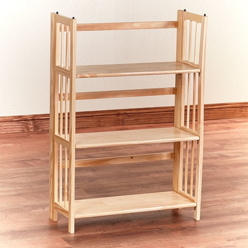 Solid Wood Folding Bookcase Collection3ShelfNatural