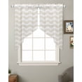 thumbnail image 2 of Cream Moire Swag Valances for Windows, Water Ripple Stripe Farmhouse Rod Pocket Sheer Valances for Small Windows, Swag Toppers Light Filtering for Kitchen Living Room 2 Panels 36''x36'', 2 of 6
