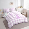 thumbnail image 2 of Catabedysis Bowknot Initial Y 7 Pieces Full Size Bedding Sets,Purple ABC Themed Full Size Bed in a Bag,Colorful Stars Reversible For Girls, 2 of 7