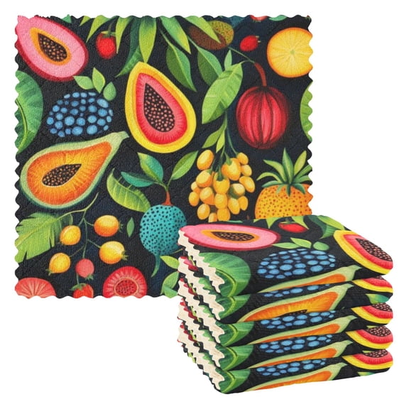 6 Pieces of Kitchen Towels 11x11Inch Kitchen Dish Cloths Kitchen Dish Towels Reuseable Cleaning Cloths Pink Avocado