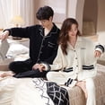thumbnail image 3 of Pijama de pareja primavera y otoño niñas cárdigan de hombre solapa traje de casa se puede usar al aire libre otoño, 3 of 5