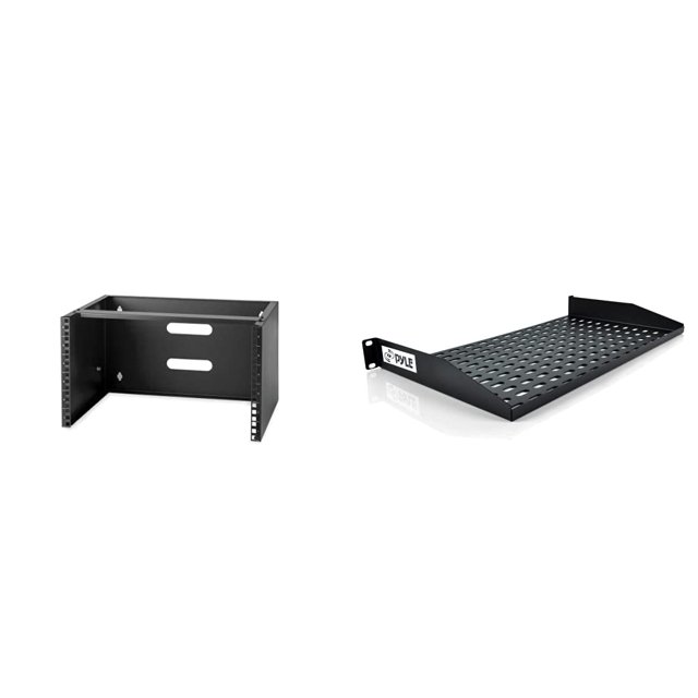 StarTech.com 6U Wall Mount Network Equipment Rack - 12 inch Deep - 19" Patch Panel Bracket & Pyle 19-Inch 1U Server, Vented Shelves for Good Air Circu