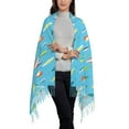 thumbnail image 2 of Honeii Different Color Fishing Bait Print Scarf Oversized Scarf Tassel Fall Winter Thick Scarf Warm Shawl Women,Women's Scarves & Wraps, 2 of 8