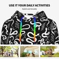 thumbnail image 4 of Lsque Hand Drawn Snake Pattern Casual Women's Hoodie,Hooded Sweatshirt with Kangaroo Pocket,Pullover Hoodie with Eye-catching Drawstrings-Small, 4 of 7