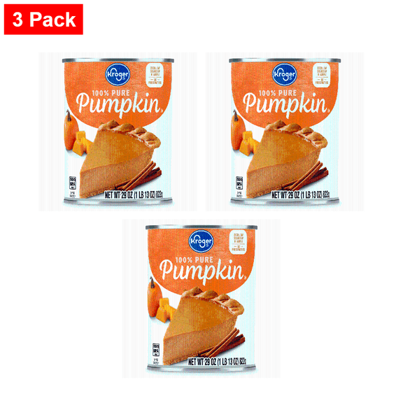 Kroger 100% Pure Canned Pumpkin Puree 29 oz - 3 Pack