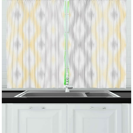 Pale Yellow Curtains And Drapes Grey and Yellow Curtains 2 Panels Set, Sketchy Hand Drawn Abstract Chain Like Ethnic Tribal Design, Window Drapes for Living Room Bedroom, 55W X 39L Inches, Pale Grey and Yellow, by Ambesonne ()