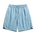thumbnail image 6 of Men's Nylon Spandex Blend Casual Sports Shorts, Sweat Wicking Flexible Drawstring Elastic Waist Zipper Side Pockets for Training Walking Beach | TruHer,Sky Blue L, 6 of 9
