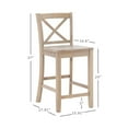 thumbnail image 5 of Pemberly Row Sturdy Solid Rubberwood X Back 24" Counter Stool in Rustic Greywash, 5 of 11