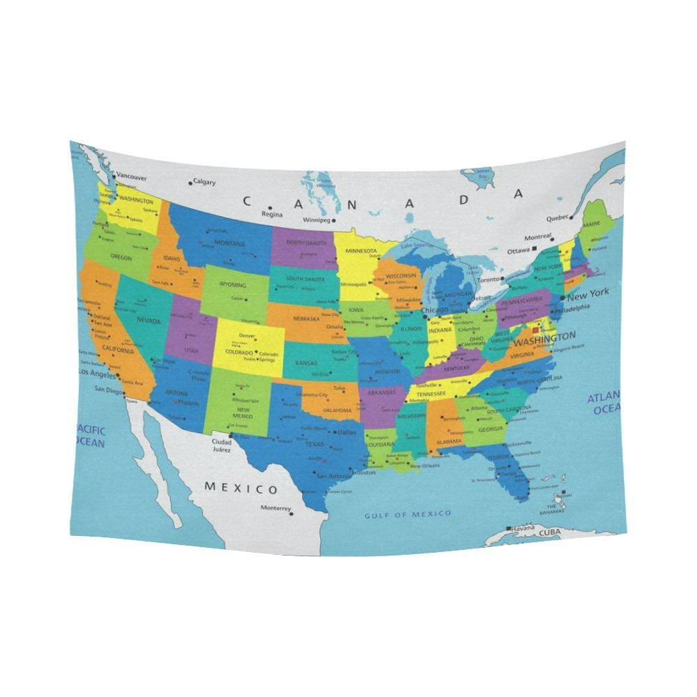 PHFZK Educational Wall Art Home Decor, Colorful United States of 