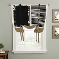 thumbnail image 2 of Brown Black Balloon Curtains for Bedroom/Front Door/Bathroom, Farmhouse Striped Modern Abstract Art Tie Up Curtains 63 Inch Length Light Filtering Kitchen Curtains Shades for Windows 46"x63", 2 of 8