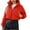 Red, variant on IROINNID Women's Short Puffer Jacket Solid Color Long Sleeve Ladies Winter Loose Cardigan Stand Top Casual Bread Jacket Cotton Clothes, Black