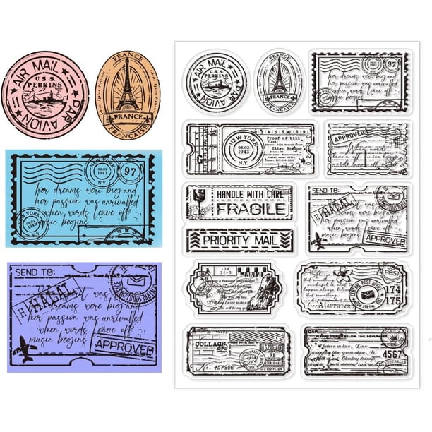 Sellos transparentes de silicona con temática vintage para hacer tarjetas, álbumes de recortes y decoración de álbumes de fotos (4,3 x 6,3 pulgadas).