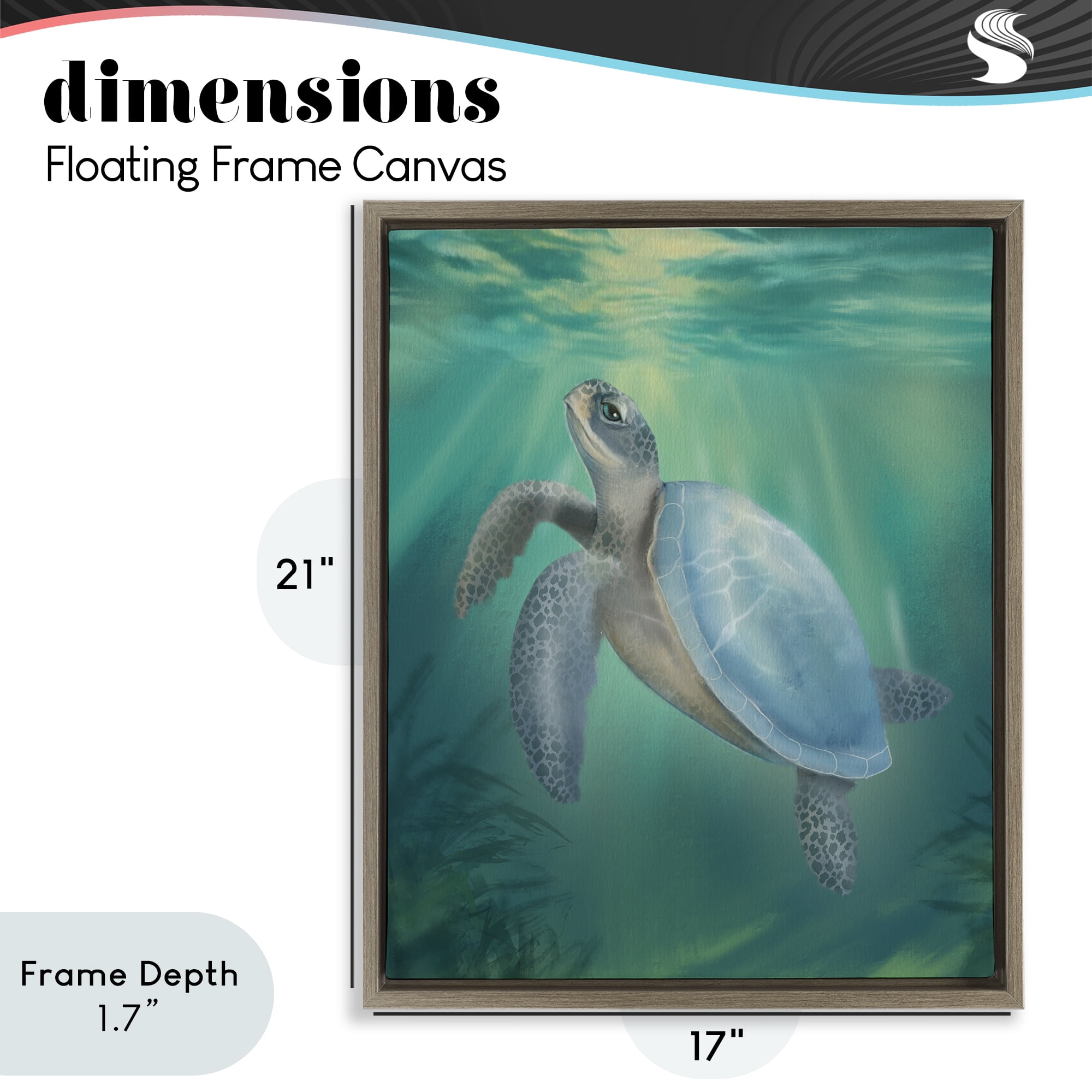 Stupell Industries Coastal Beach Sea Turtle Brown Framed Floater Canvas Wall Art, design by Matthew Piotrowicz