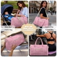 thumbnail image 5 of Garronmavis Pink Tie-dye Large Quilted Duffle Bag for Women, Lightweight Weekender Overnight Bag Travel Carry On Bag with Zipper Pockets for Gym, Dance, Hospital Use, 5 of 7