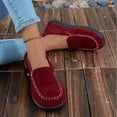 thumbnail image 4 of Xfvqtps Womens Moccasins Fleece Lining Suede Texture Upper Slip on Comfortable Flat Shoes Casual Indoor Outdoor Loafers Warm Winter Footwear Wine, 4 of 9