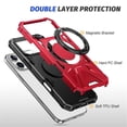 thumbnail image 4 of Case for iPhone 17 Pro 6.3" with 360° Spin Magnetic Stand Ring Holder, Compatible with MagSafe, 16FT Mil-Grade Shockproof Dropproof Tough Rugged Protective Case Cover,Red,For iPhone 17 Pro, 4 of 8
