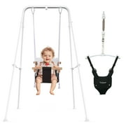 G TALECO GEAR 2 in 1 Baby Swing Outdoor, Toddler Swing Set, Indoor Infant Swing&Baby Jumper, White