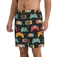thumbnail image 2 of Kll Retro Video Game Men'S Casual Summer Beach Shorts Hawaiian Shorts With Pockets-X-Large, 2 of 9