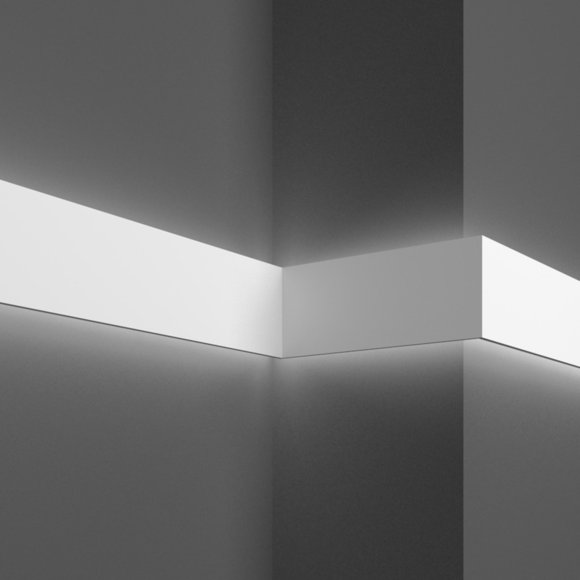 LED-strip Ready High Density Polymer Crown Moldings, pack of 4  - 32 linear feet.