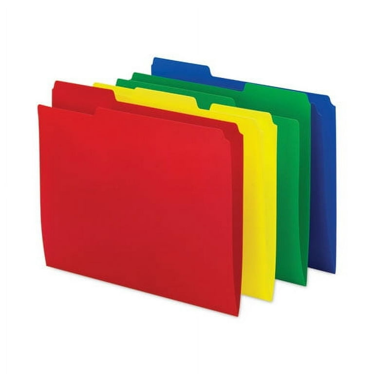 Top Tab Poly Colored File Folders, 1/3-Cut Tabs: Assorted, Letter Size, 0.75