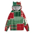 thumbnail image 5 of Frostluinai Women's Hoodies Christmas Oversized Sweatshirts Drawstring Long Sleeve Fleece Lined Pullover Xmas Party Plaid Hoodies with Pocket, 5 of 5