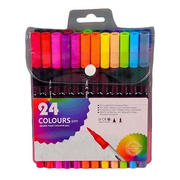 Acrylic Paint Pens Markers, 24Colors Dual Tips Waterproof Paint Markers For Rock Painting, Fabric, Metal, Glass, Wood, Canvas, Ceramic, , Non-Toxic & Odor, Art And DIY Craft Supplies