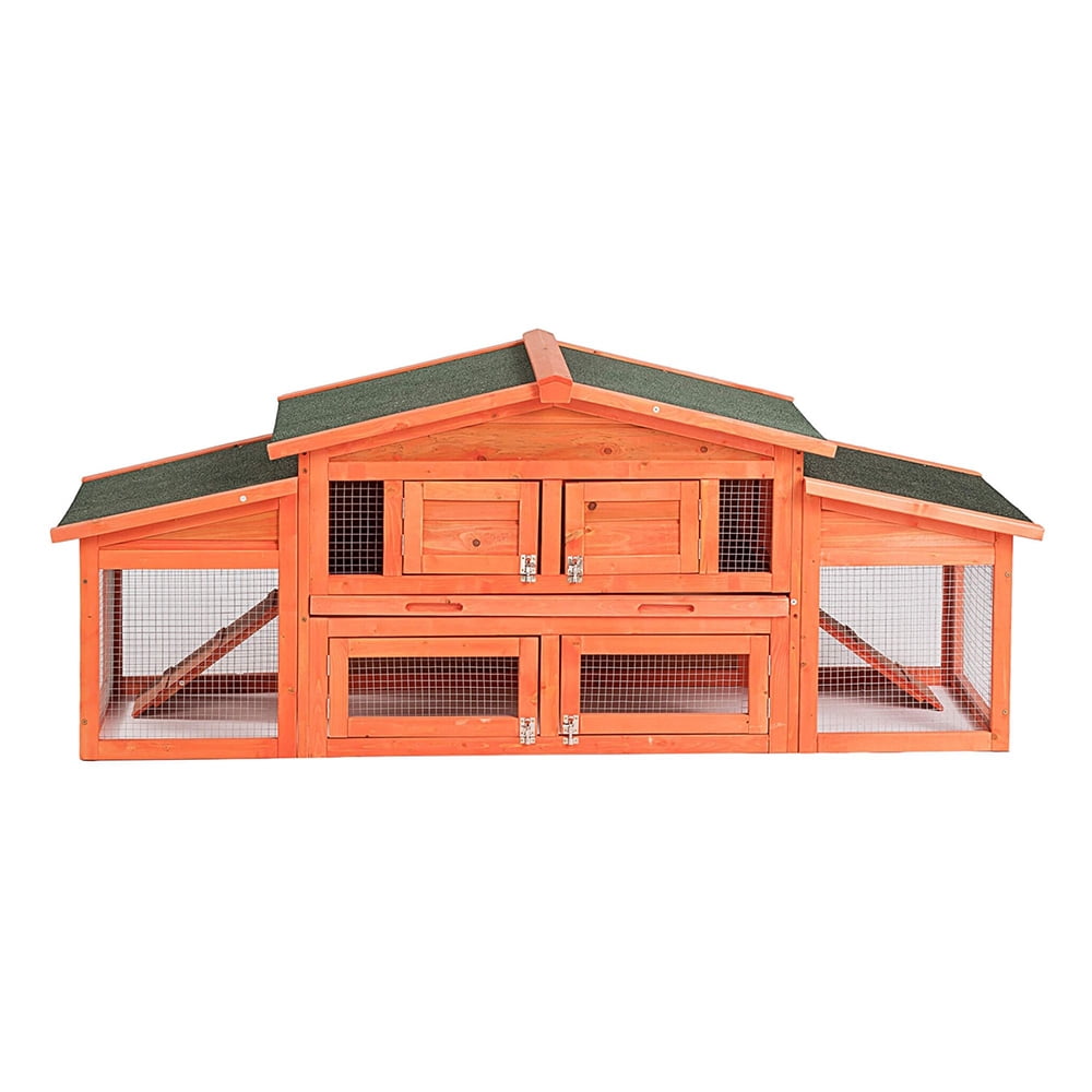 Kepooman 71" Wooden Pet Cage Chicken Coop for Rabbit Bunny Small Animals, Wood Color Kepooman 71" Wooden Pet Cage Chicken Coop for Rabbit Bunny Small Animals, Wood Color