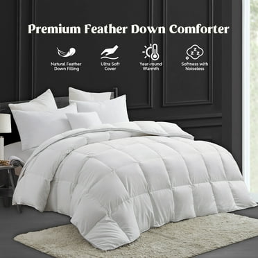Peace Nest 360 Thread Count All Season White Goose Down Fiber and Feather Comforter, King