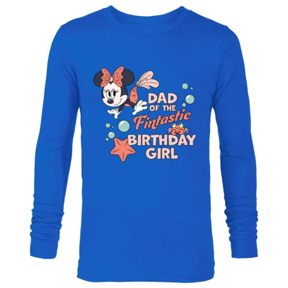 Disney Minnie Mouse Mermaid Dad of the Birthday Girl - Long Sleeve T-Shirt for Men - Customized-Navy