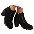 thumbnail image 3 of uvwlwu Ankle Boots for Women High Heel Side Zip Boot With Belt Buckle Heel Short Boots Round Toe Lace Up And Boots(Size:40), 3 of 9