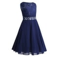YiZYiF Big Little Girls Sequined Lace Chiffon Flower Girl Dress Tea