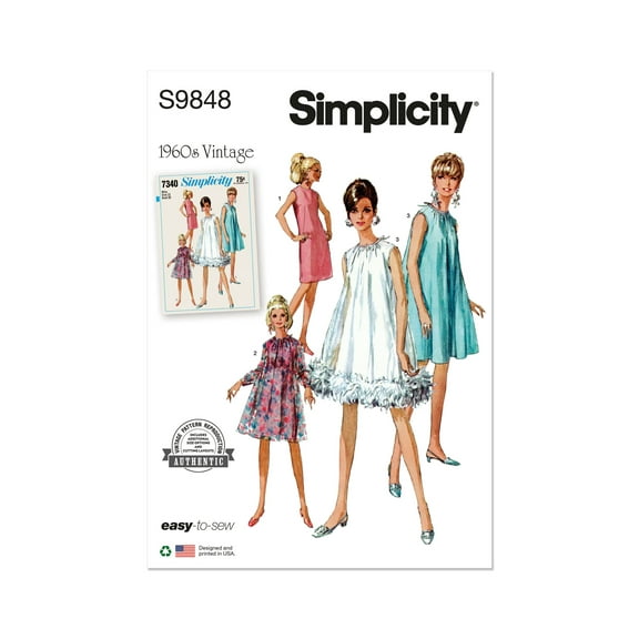 Simplicity Sewing Pattern 9848 - Misses' Dresses, Size: Y5 (18-20-22-24-26)