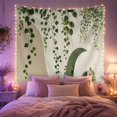 thumbnail image 2 of Heart-Shaped Green Vines Cascading Against White Arches, Serene Minimalist for Plant Lovers, Botanical Wall Art Decor, Housewarming Gift Tapestry Wall Hanging for Bedroom and Living Room, 2 of 7
