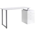 thumbnail image 1 of 47" White Computer Desk with Reversible Drawers - Home Office Writing Table | Metal Frame, 23.6" Wide | Ideal for Work & Study Spaces, 1 of 7