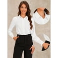 thumbnail image 2 of DARING DIVA Leotard Shirt Collared Dressy Bodysuit Top L White, 2 of 6