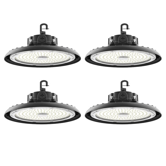 4-Pack 180W LED UFO High Bay Lights, 32400LM 6000K IP65 Plug & Play for Warehouse Factory Garage Workshop Barn
