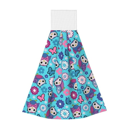 

Zufioo Wls And Flowers Print Coral Fleece Velcro Hand Towel Hangable Absorbent Hand Towel Suitable for Kitchen Bathroom Household Items