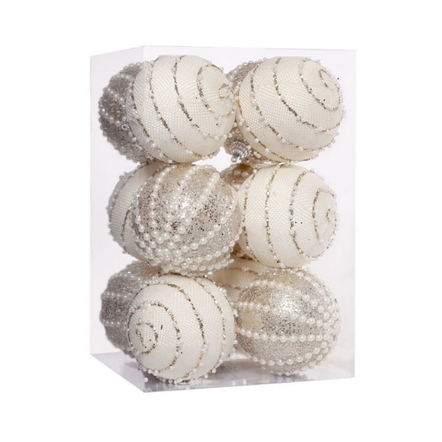 Juego de decoración de árbol de Navidad Yuarrent lentejuelas brillantes color Blanco