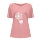 thumbnail image 4 of ICHUANYI Clearance Fashion Woman Causal V-Neck Printing Blouse Short Sleeve T-Shirt Summer Tops(Pink, M) ICHUANYI WER2023081112621, 4 of 6